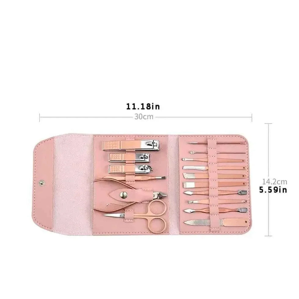 16-piece manicure pedicure set with case - Nail kit