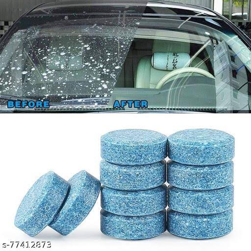 Universal Car Windshield Cleaner Effervescent Tablets | 10-Piece Solid Glass Washer Concentrates