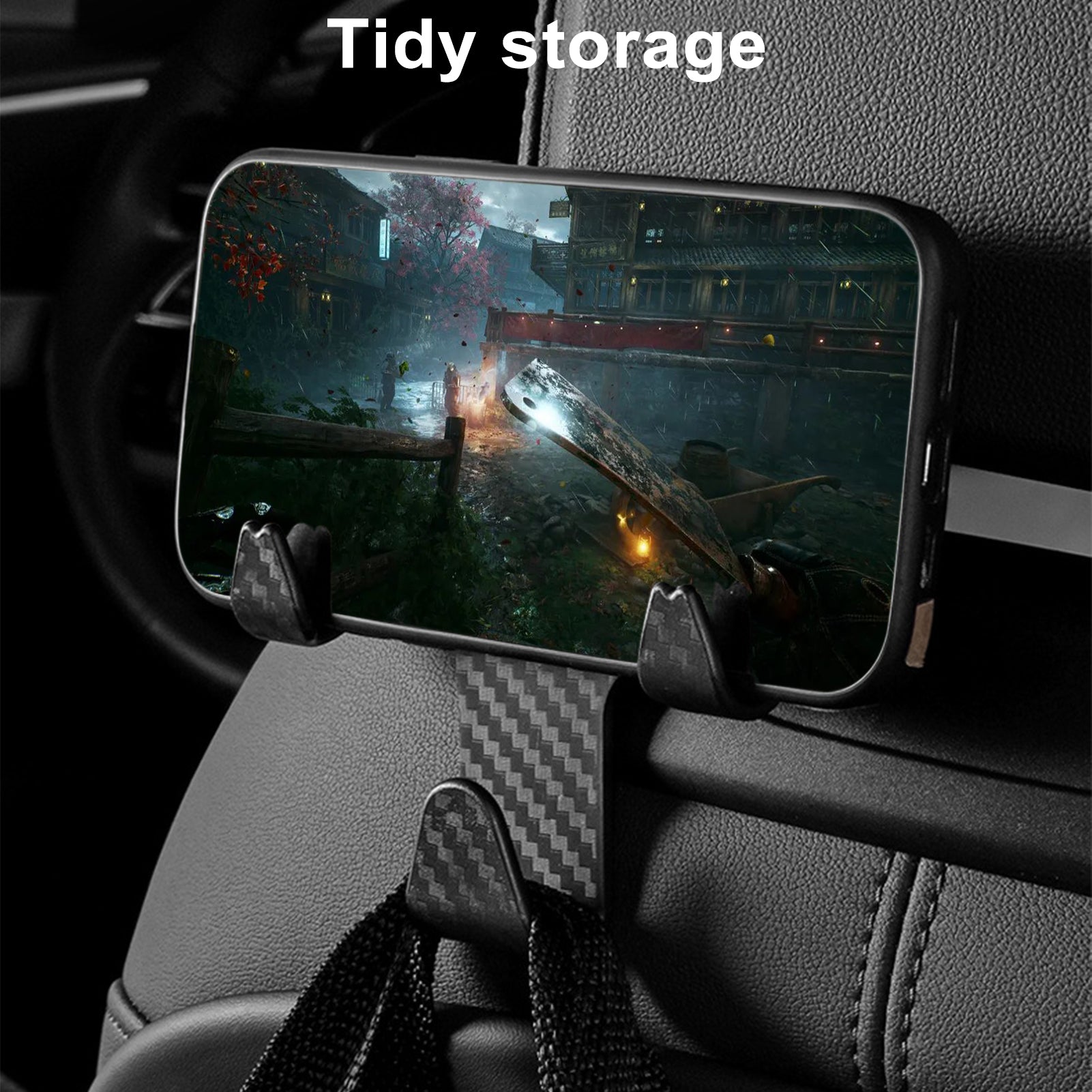 Universal Car Seat Headrest Hook | 2-in-1 Auto Hanger & Phone Holder