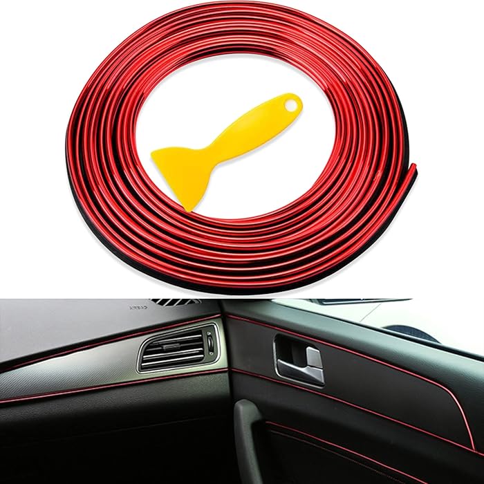 5-Meter Universal Car Interior Styling Strip | Decorative Dashboard Molding Trim (Red)