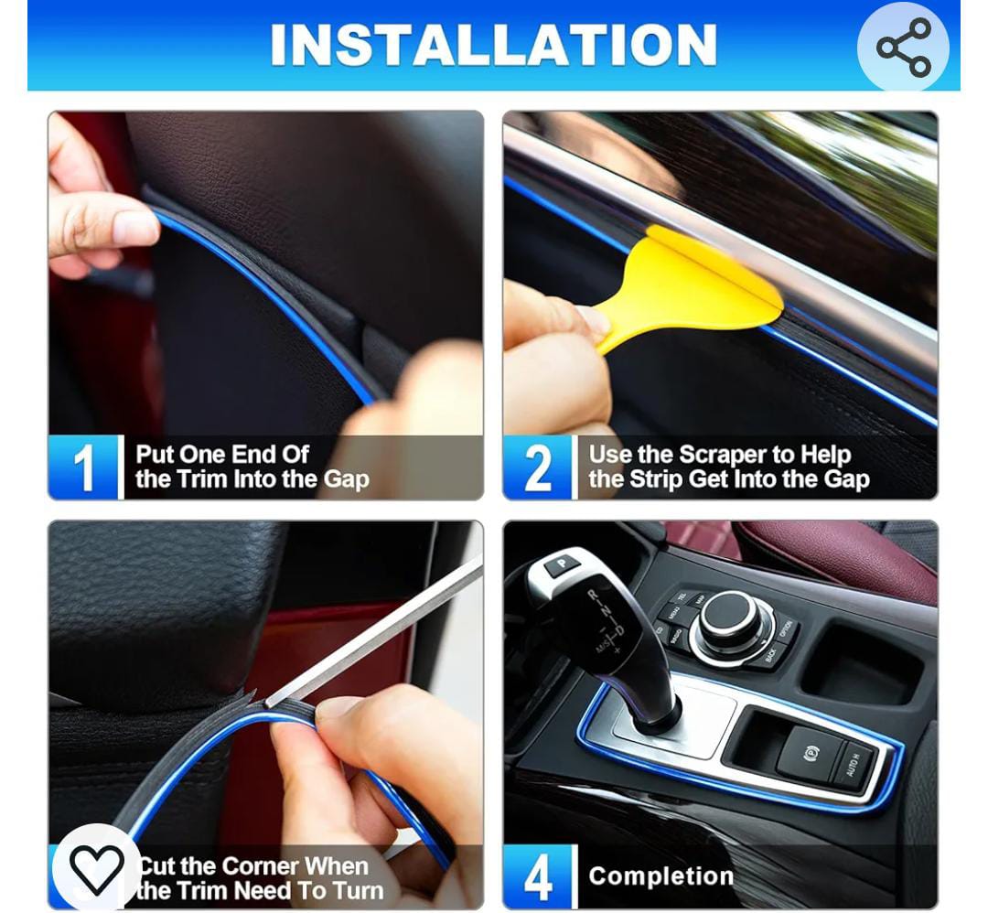 5-Meter Universal Car Interior Styling Strip | Decorative Dashboard Molding Trim (Red)