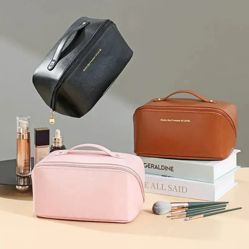 Large Capacity Waterproof Travel Cosmetic Bag & Makeup Organizer (Black)
