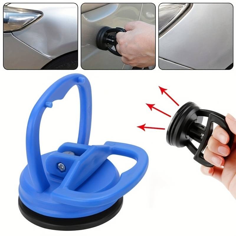 Heavy-duty suction cup dent puller on a car panel