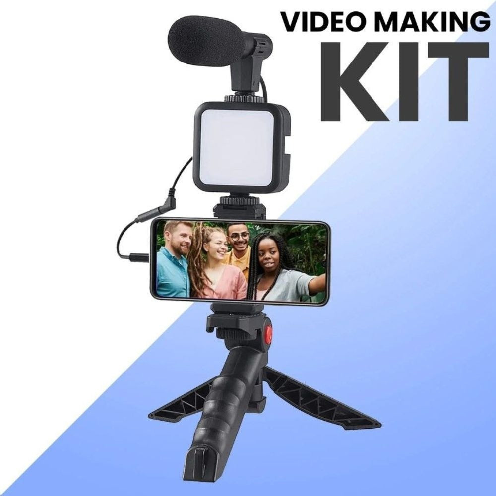 High-Quality Vlogging Kit with Tripod, Mic & LED Light