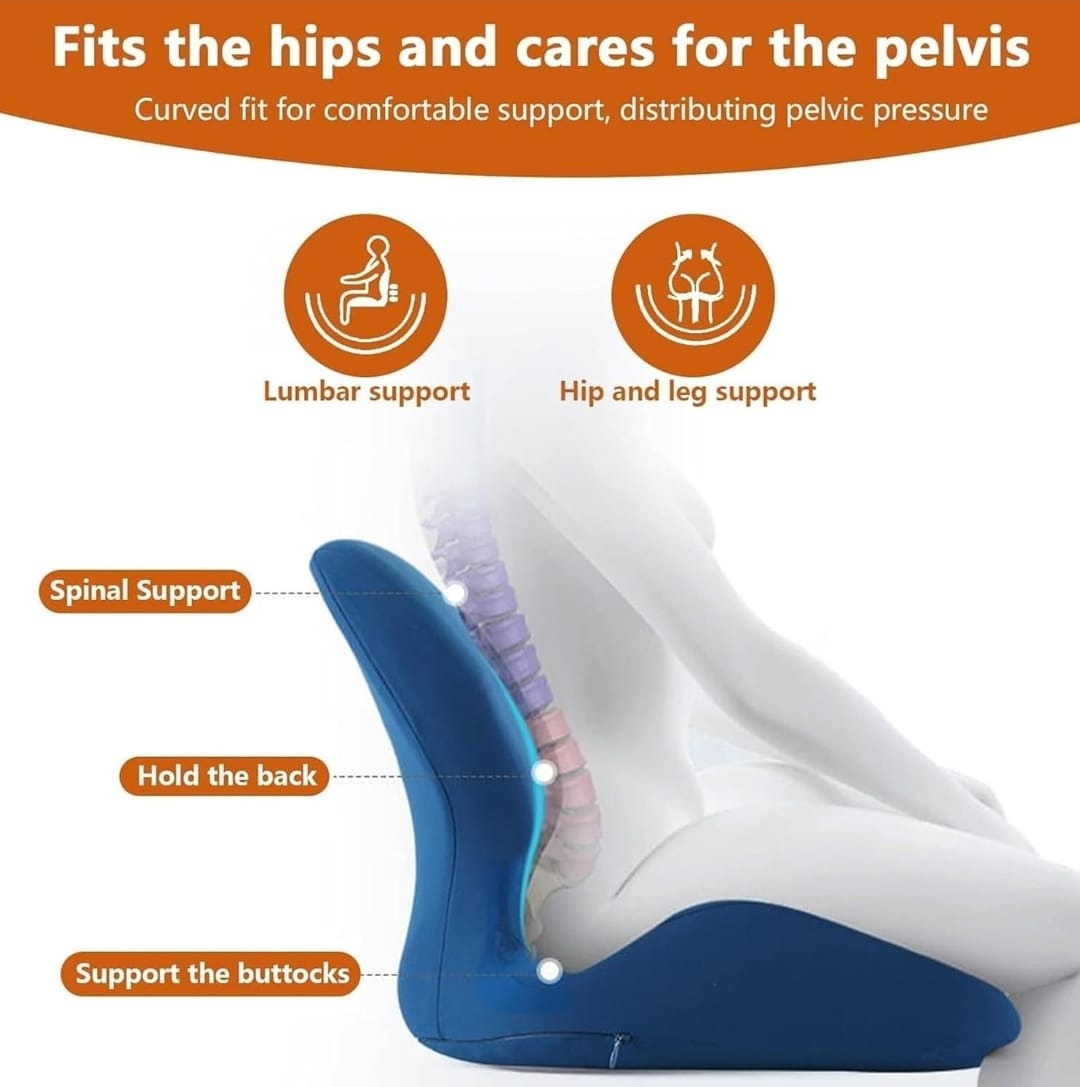Ergonomic Memory Foam Lumbar Support Cushion | Orthopedic PU Backrest Pillow for Office Chair, Car & Home