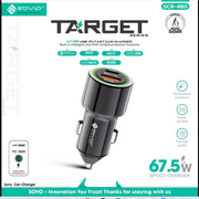 SOVO Fast Car Charger | Dual-Port USB-C PD & QC 3.0 | Super VOOC 65W Ultra-Speed Mobile Charging