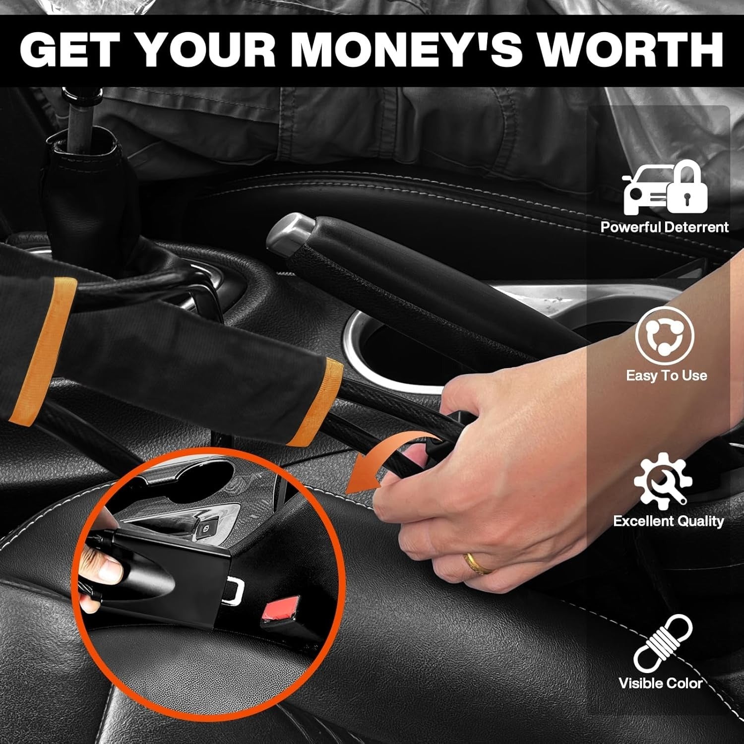 Heavy-Duty Anti-Theft Car Steering Wheel Lock | High-Security Seat Belt Buckle Lock with 3 Keys