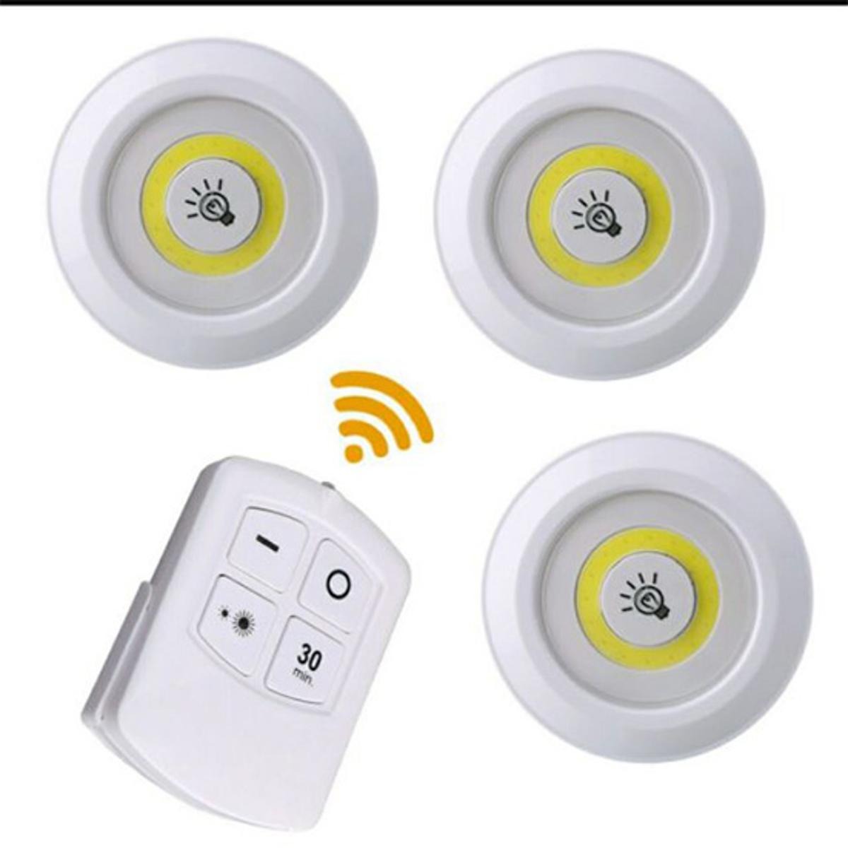 Pack of 3 Remote Control Wireless LED Tap Lights
