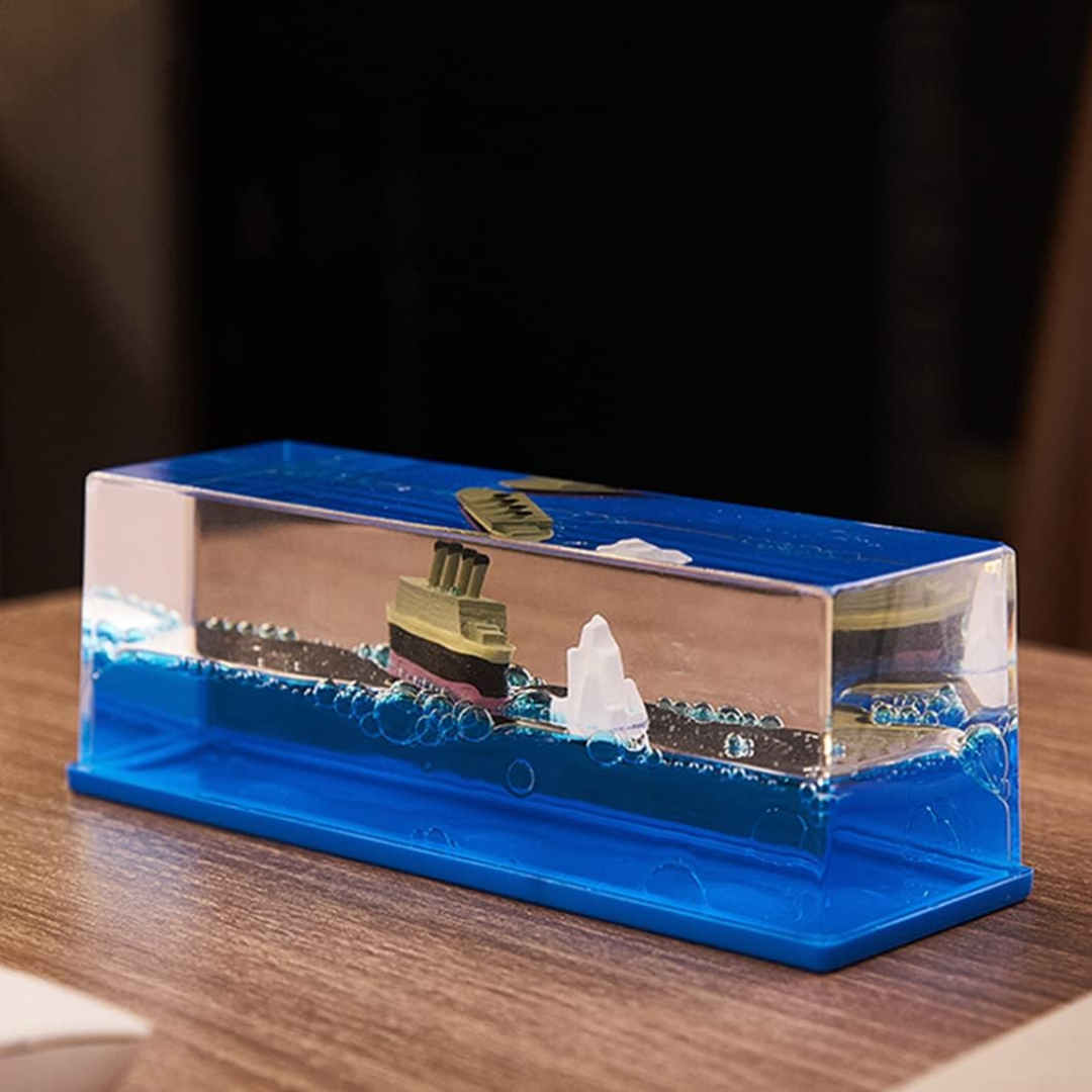 Titanic Unsinkable Fluid Drift Bottle | Relaxing Liquid Motion Cruise Ship & Iceberg Display