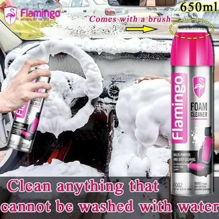 Flamingo Multi-Purpose Foam Cleaner (650ML) | Deep Cleaning Spray for Car Upholstery, Carpets, Leather & Hard Surfaces