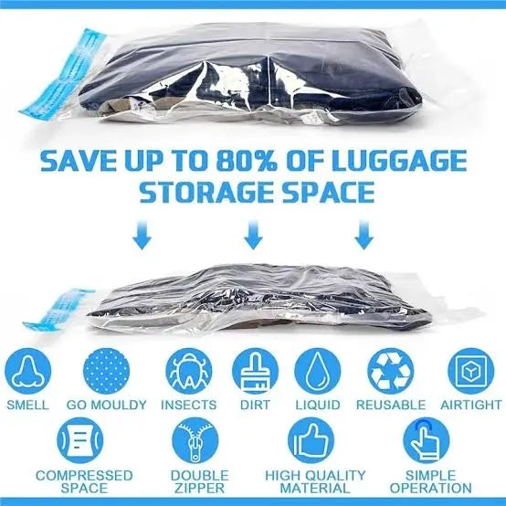 5-Pack Space-Saving Vacuum Storage Bags with Travel Hand Pump
