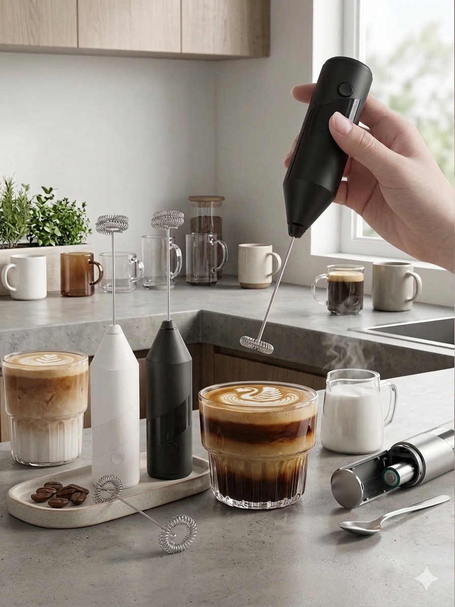 Electric Milk Frothier for Coffee, Matcher, Chocolate