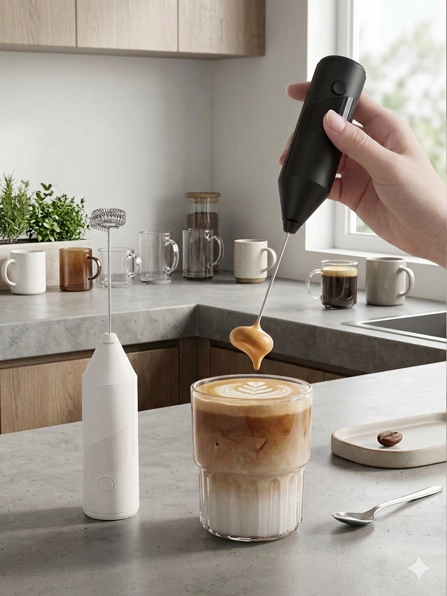 Electric Milk Frothier for Coffee, Matcher, Chocolate