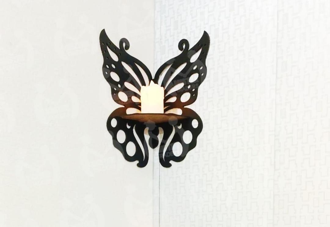 Butterfly Wall Shelf Black MDF Small Space Decor