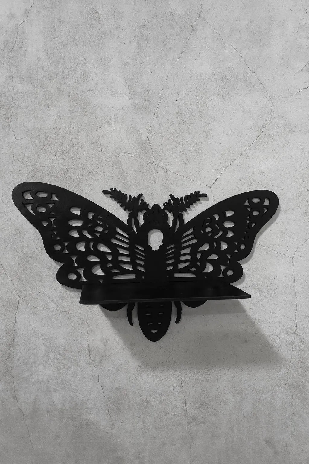 Butterfly Wall Shelf Set of 3 Black Wooden Decor