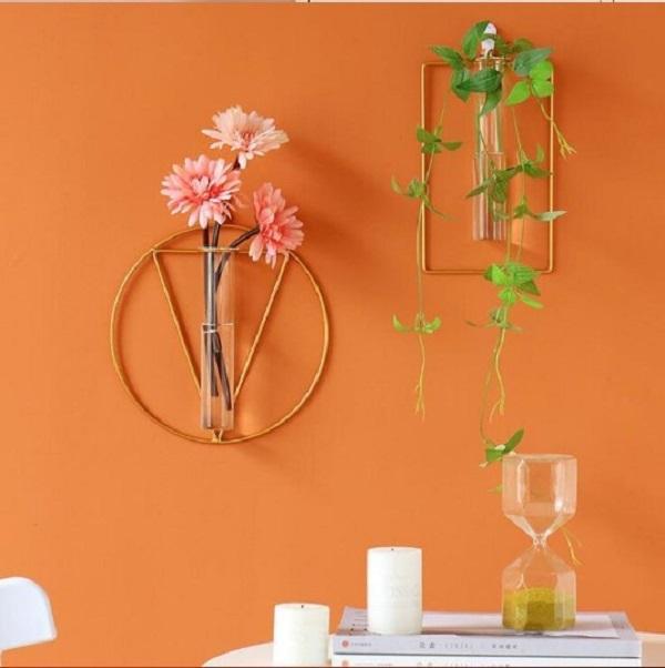 Golden Metal Vases Set of 2 for Home Decor
