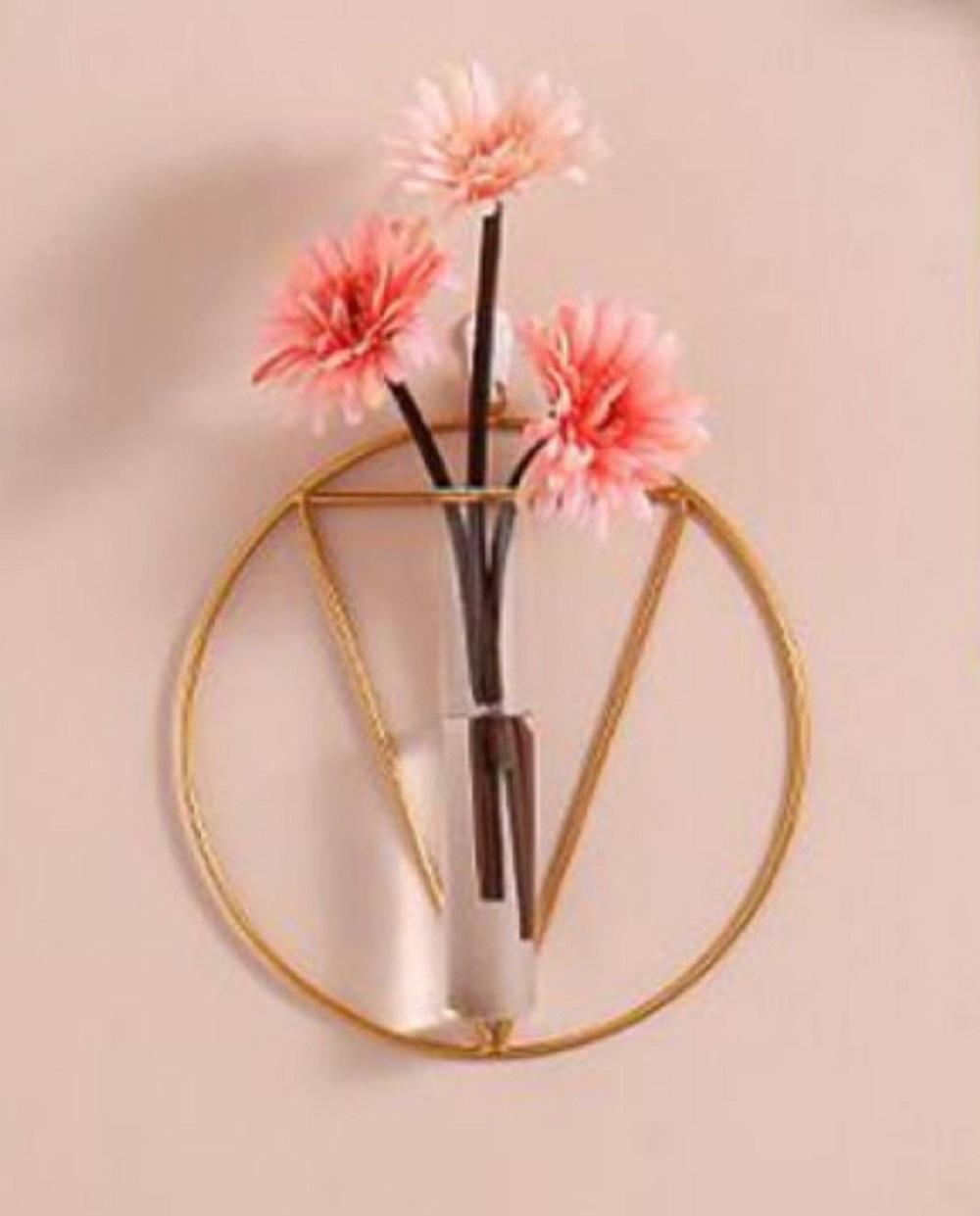 Golden Metal Vases Set of 2 for Home Decor