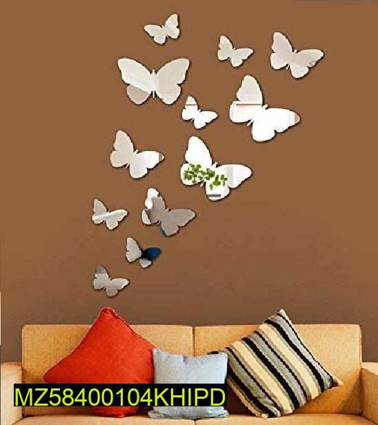 3D Butterfly Wall Stickers Yellow Acrylic Decor