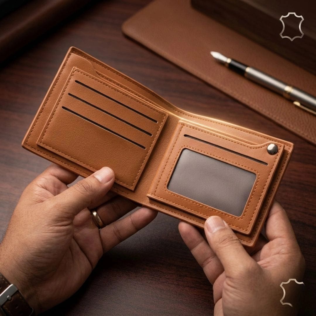 Anchor Emblem Bifold Leather Wallet with Box
