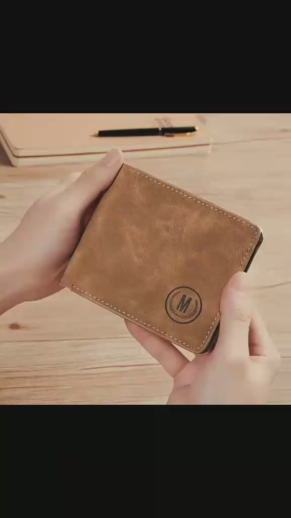 Load video: Men's Genuine Leather Wallet with Subtle Logo